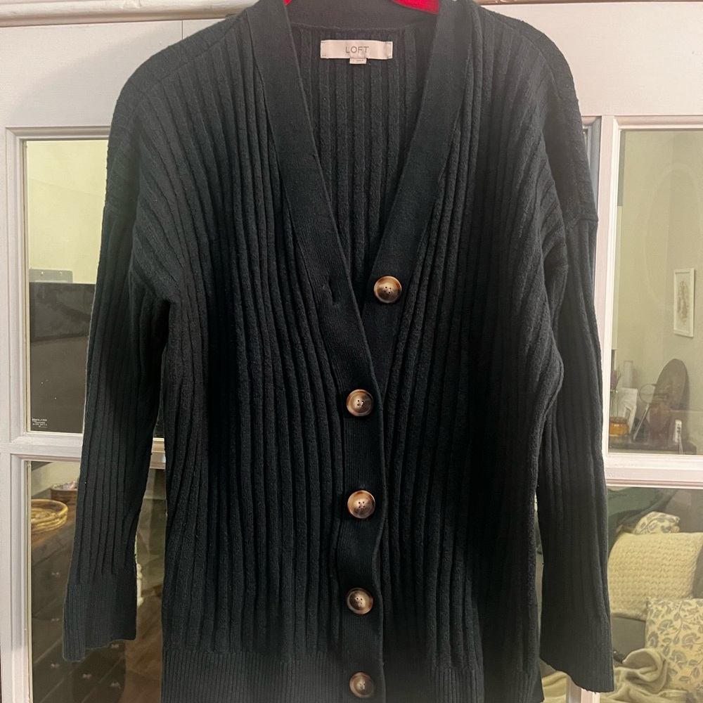 Loft green button cardigan